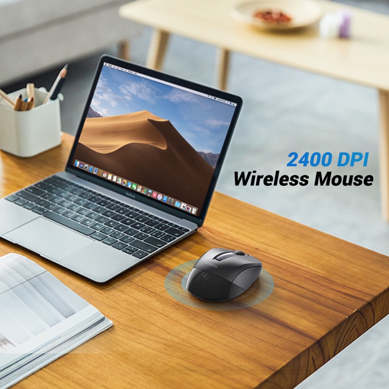 Chuột không dây UGREEN 2.4G 3 cấp độ DPI 1000-1600-2400 thích hợp cho laptop