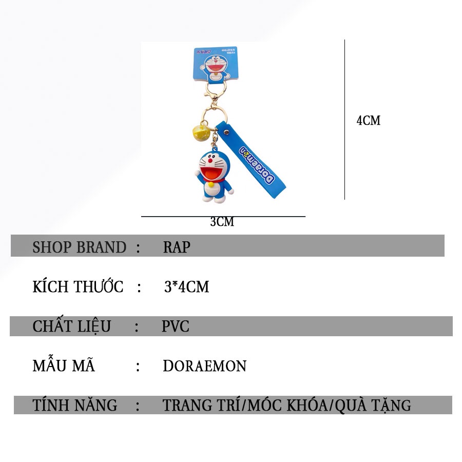 Móc khóa hoạt hình Doraemon 3D cao cấp siêu xinh dùng làm quà tặng, dây treo balo, túi xách, ví cầm tay - Ráp