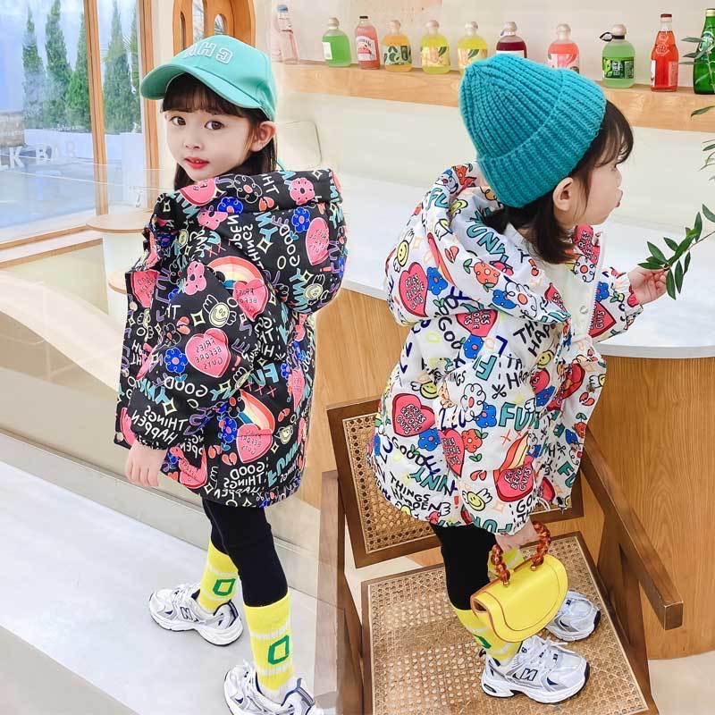 Áo khoác bánh mì bé gái in hoạ tiết vui nhộn ấm áp có mũ đội