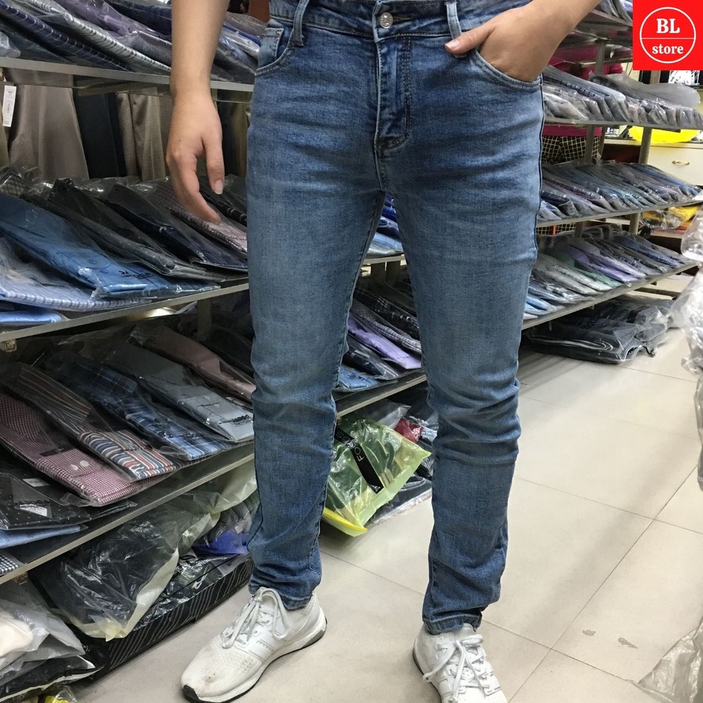 Quần jean nam xanh trơn cao cấp tinh tế, quần bò nam đẹp co giãn xanh trẻ trung dân công sở đi làm học sinh đi học | BigBuy360 - bigbuy360.vn