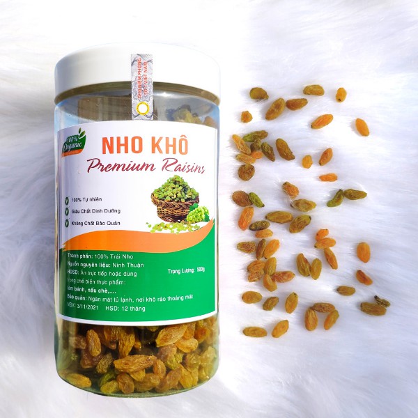 Nho Khô, Nho Xanh Sấy - Đặc Sản Ninh Thuận (500g)