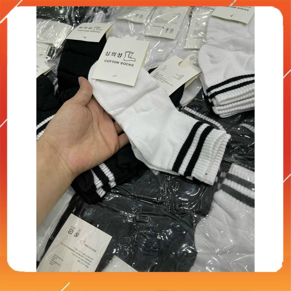 Tất thể thao kẻ cổ thấp chất liệu sợi dệt cotton cao cấp kiểu dáng năng động