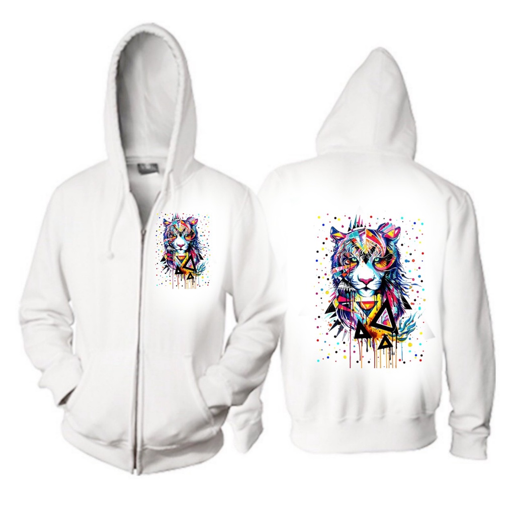 ÁO KHOÁC NỈ NAM NỮ - HOODIE ZIP ULZZANG HOẠ TIẾT HỔ 3D LOANG MÀU