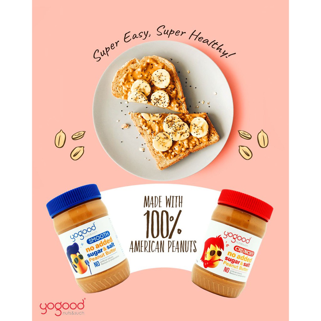 Bơ Đậu Phộng Không Đường, Không Muối Yogood Eat Clean 453g