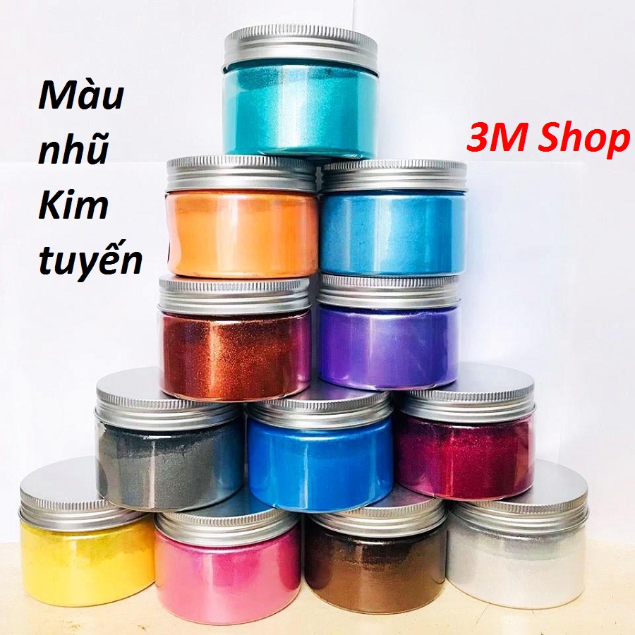 ComBo Đủ 5 Màu Nhũ Kim Tuyến Ánh Kim Dạng Bột Làm Handmade, Nail, DIY, ... 50gram