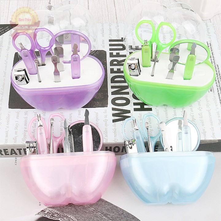 Bộ cắt móng tay chân 8 món đa năng hình quả táo mini nhỏ gọn bỏ túi
