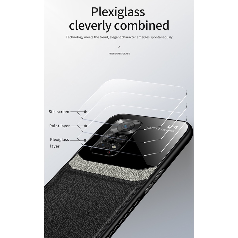 Bao Da Điện Thoại Mặt Kính Cường Lực Chống Sốc Cho xiaomi redmi note 11 11s 11 pro 5g Ốp