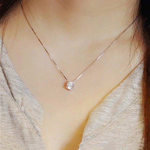 Dây Chuyền Sợi Xích Mạ Bạc Mặt Đá Kim Cương Nhân Tạo