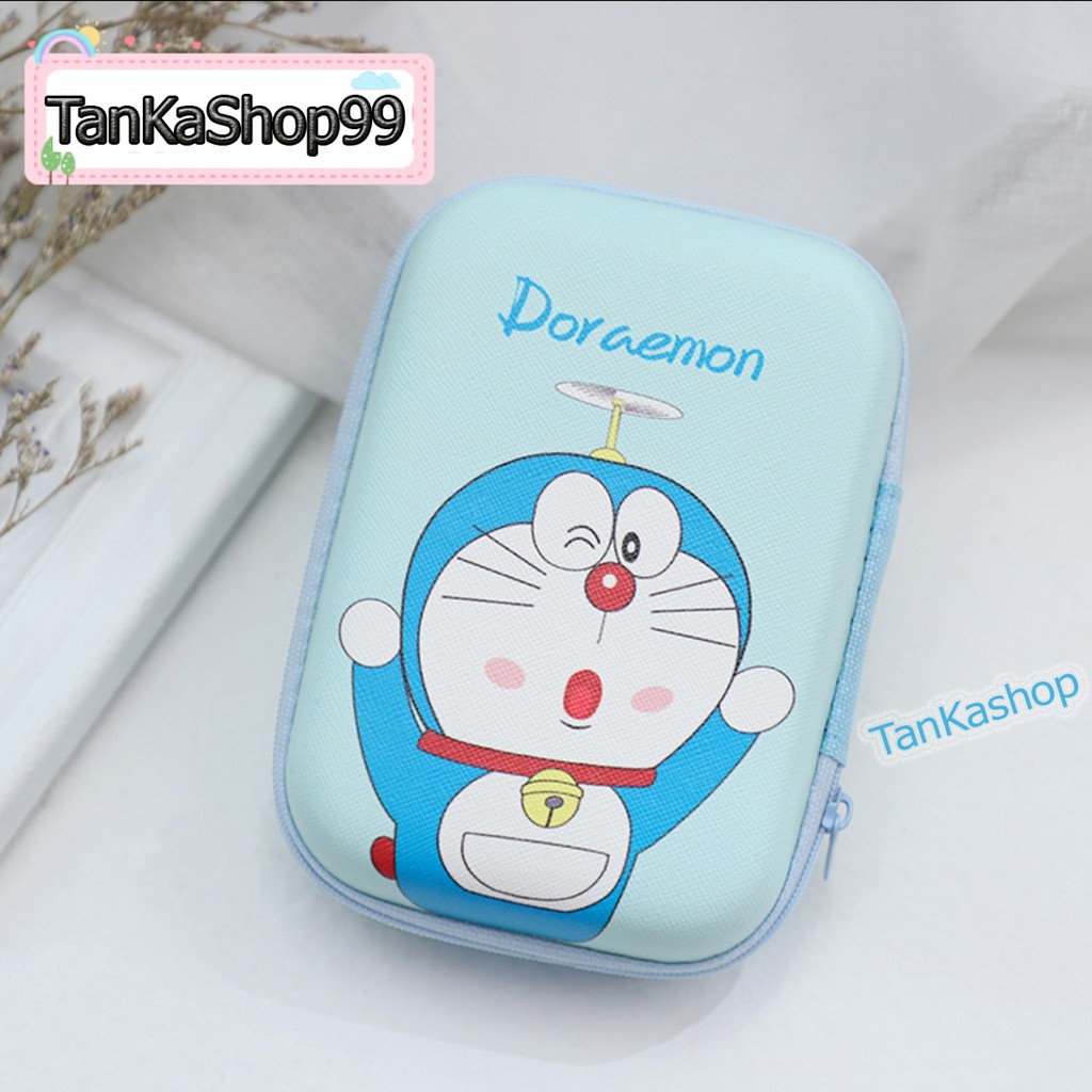 Hộp Đựng Phụ Kiện Điện Thoại in hình Doraemon , Đựng cáp sạc tai nghe tiện lợi