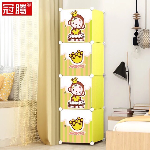 Tủ nhựa quần áo lắp ghép 4 ô Size sâu 47cm.