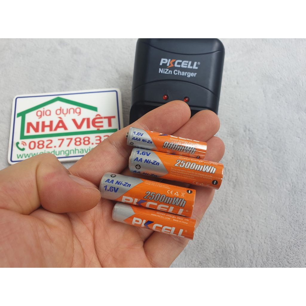 Bộ 2 pin đũa sạc Ni-Zn PkCell AAA 1.6V 900mWh