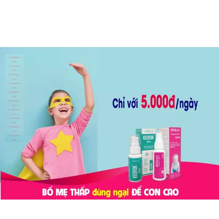 [Kèm Quà Tặng] Combo Tăng Chiều Cao Cho Trẻ Dimao Vitamin D3 + Keovon Vitamin K2