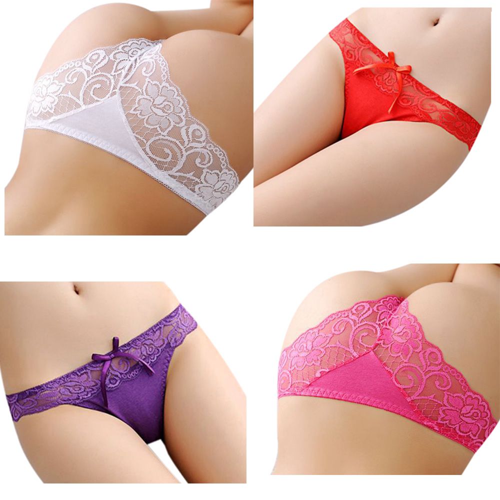 Okdeals Quần Lót Lọt Khe Lưng Thấp Không Đáy Phối Ren Hoa Trong Suốt Gợi Cảm Nhiều Màu Cho Nữ