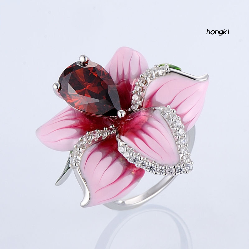 Bộ Trang Sức Hình Hoa Đính Đá Ruby Nhân Tạo Thời Trang