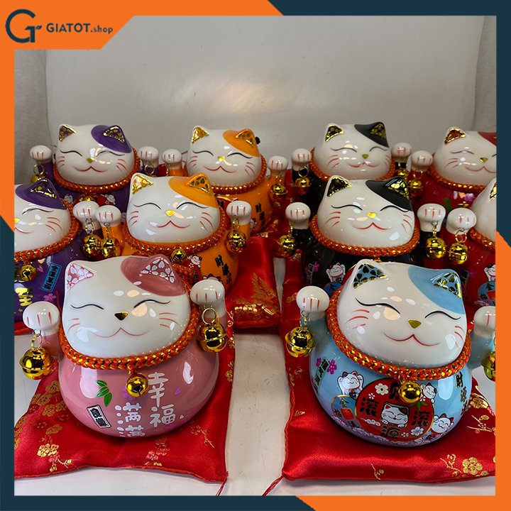 Mèo thần tài may mắn Maneki Neko 10cm kiêm hũ tiết kiệm (ngẫu nhiên)