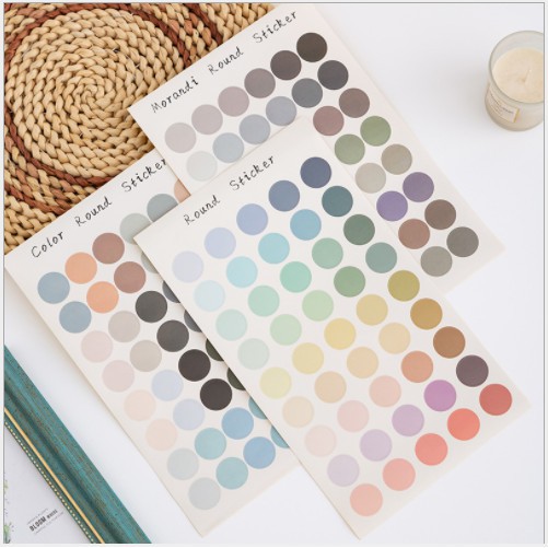 Tấm Sticker 48 hình tròn nhiều màu sắc trang trí