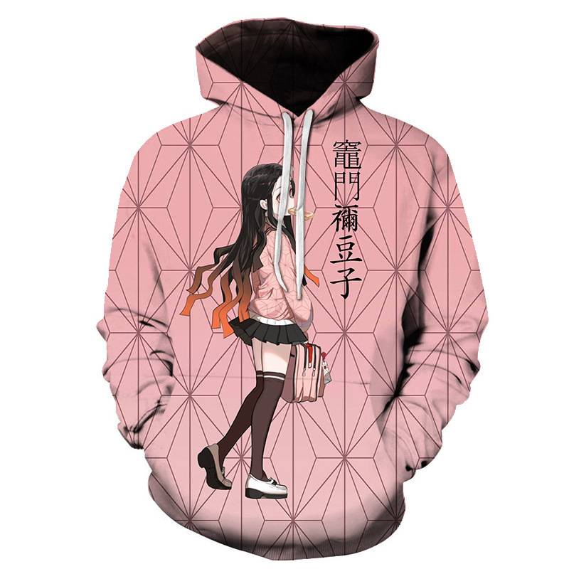 Áo Hoodie Dáng Rộng Tay Dài In Hình Anime Demon Slayer Kimetsu no Yaiba