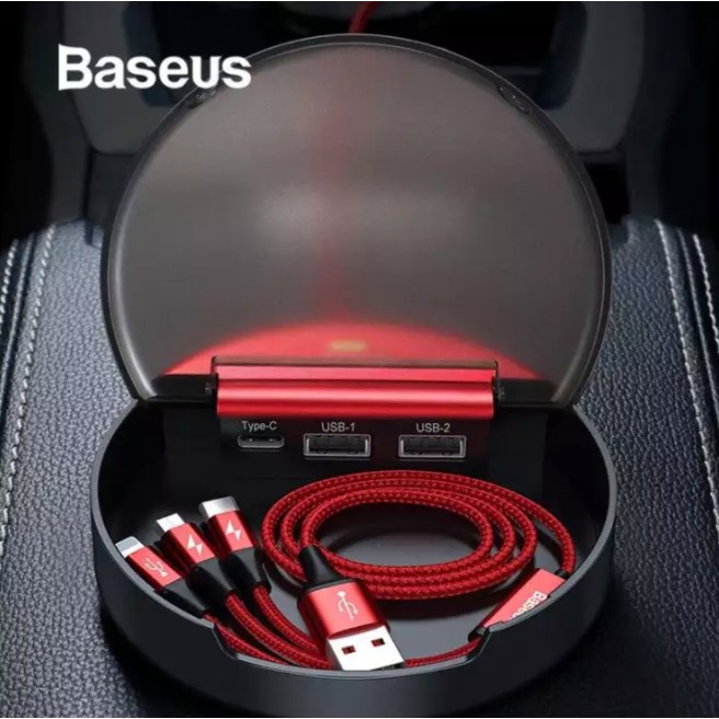 Cáp Sạc Baseus Cho Xe Hơi, Đầu Cắm USB Type C, 3 Trong 1,( Baseus Car Sharing Charging Station) Dành Cho Smartphone