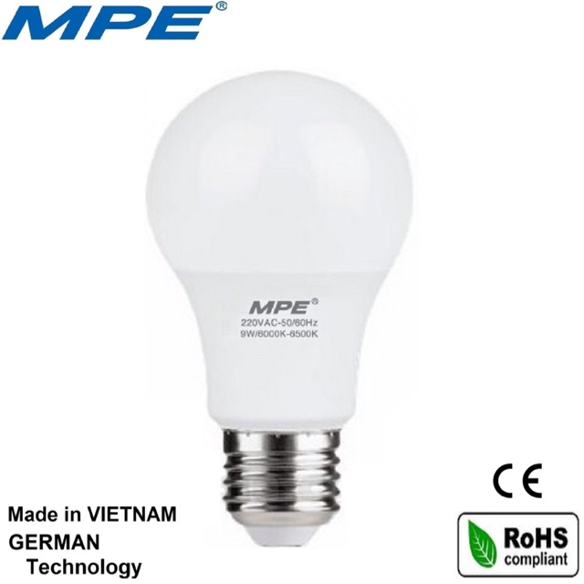 MPE bóng đèn led tròn 9W đạt chuẩn Châu Âu