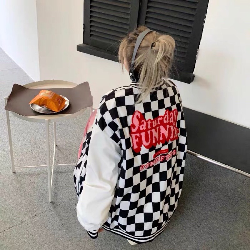 Áo bomber phối caro oder Taobao
