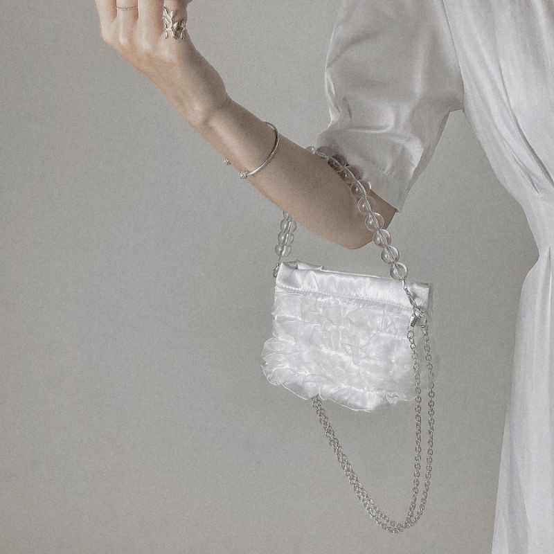 [Kèm Ảnh Thật - Order] Túi đeo Công chúa vải voan màu trắng loại đẹp
