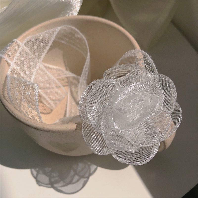 Vòng Cổ choker Ren Hoa Trà Trắng Siêu Cổ Tích Cho Nữ