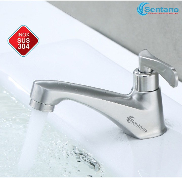 Vòi lavabo lạnh inox 304 STN-602 (9CM) kiểu tay gạt Sentano