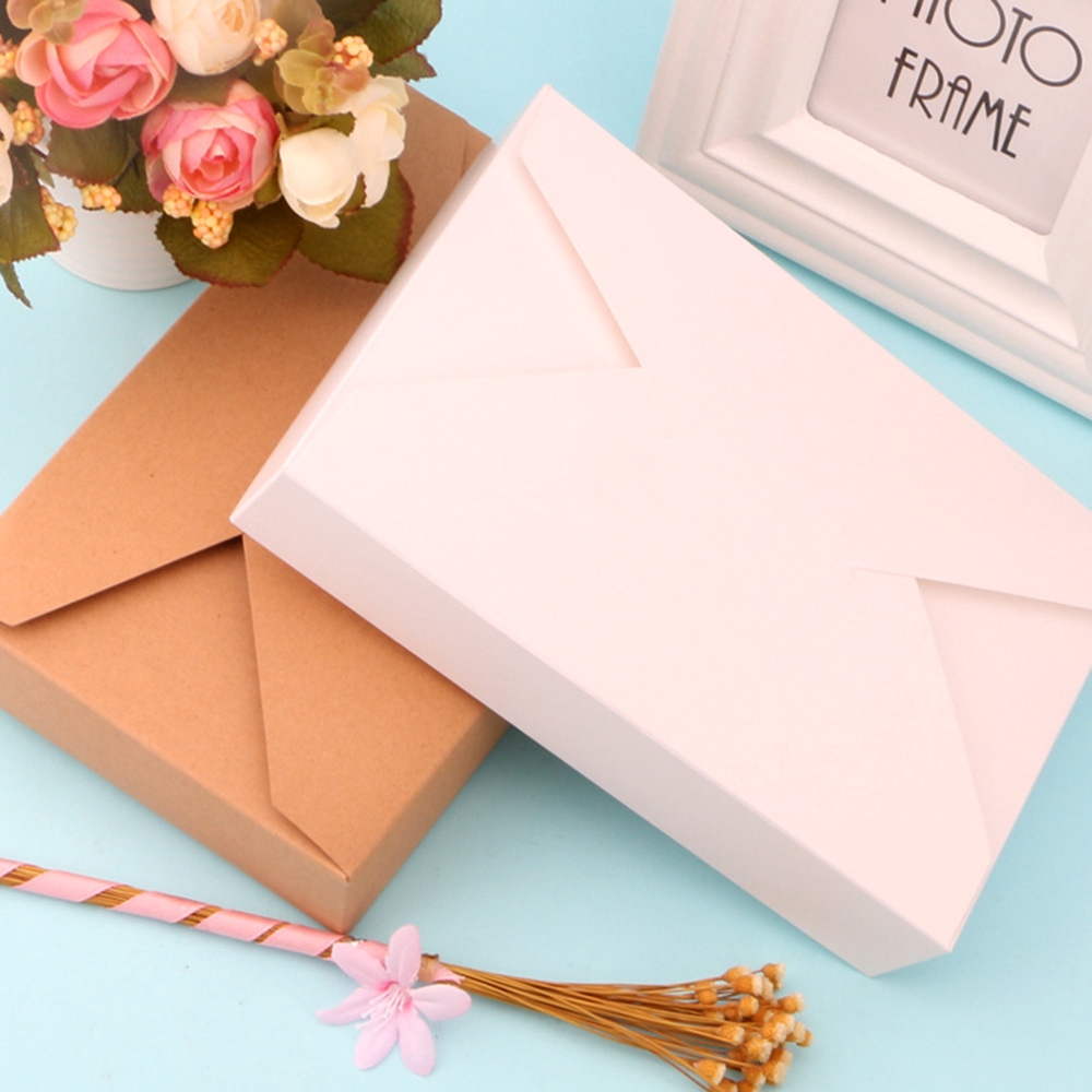 SUYOU 10Pcs Brown &amp; White Envelope Case Gift Packaging Cookie Presents Candies Paper Box
