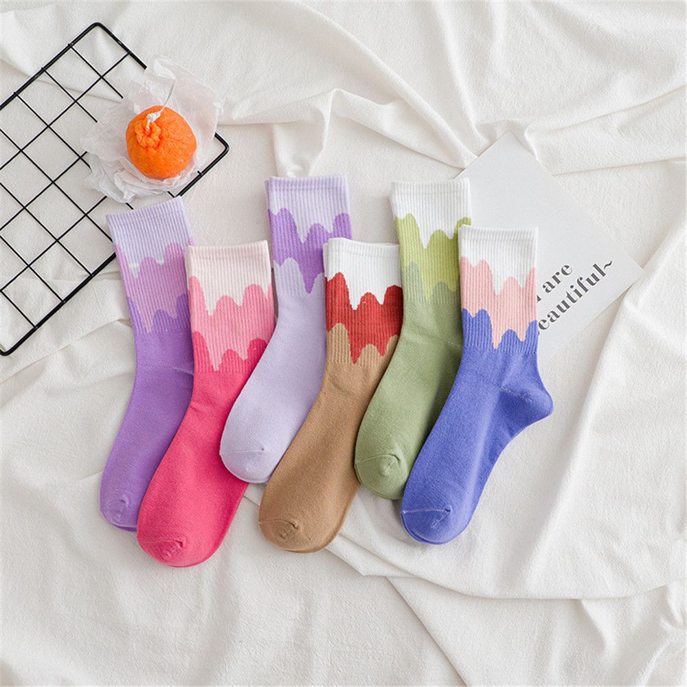 Vớ Cổ Cao Màu Cầu Vồng Que Kem Dễ Thương Phong Cách Hip Hop Harajuku Thời Trang Cho Nam Và Nữ