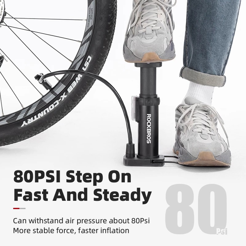 Bơm xe đạp ROCKBROS áp suất cao 80psi chuyên dụng tiện lợi