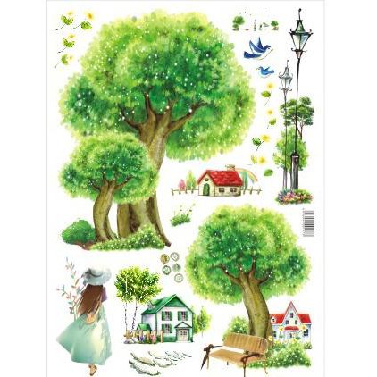Tranh decal dán tường CÔ GÁI VÀ VÙNG QUÊ - Decal dán tường