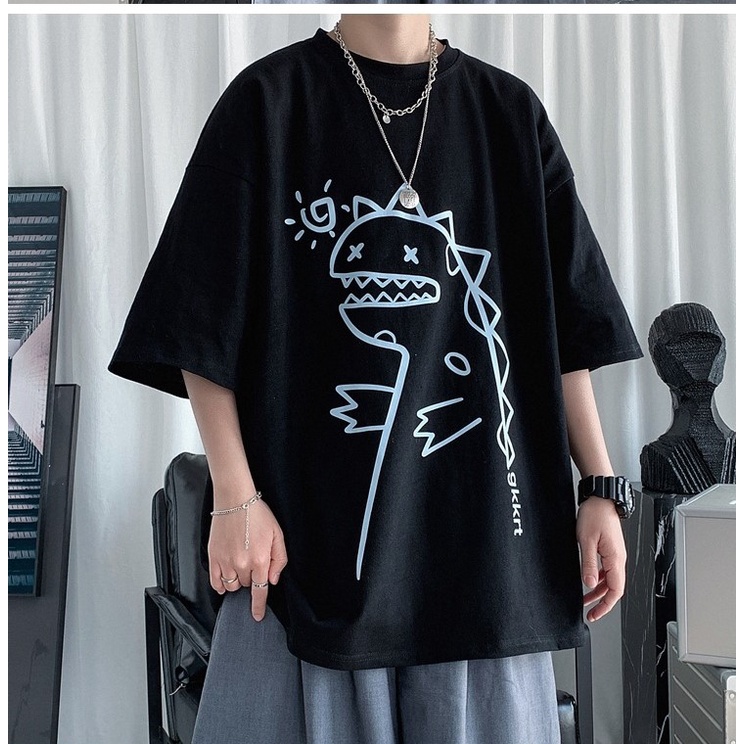 Áo thun form rộng nam nữ unisex ngắn tay khủng long full size M-5XL, chất cotton thoáng mát