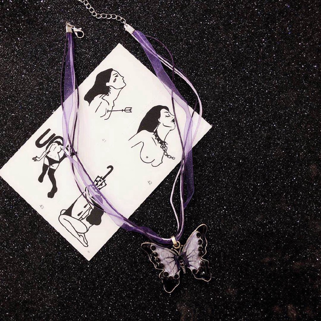 Dây Chuyền Thép Titan Phối Dây Xích Hình Bướm 23376 Thời Trang Hàn Quốc