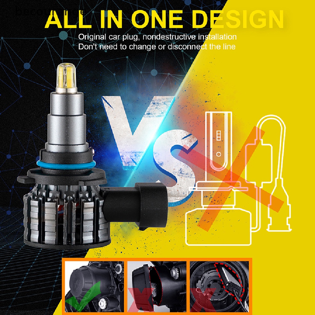 Bộ 2 đèn pha LED 9006 / HB4 4 Mặt Xoay 360 Độ 6000K thay thế cho xe hơi