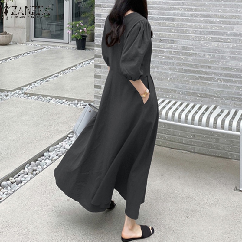 Đầm  ZANZEA tay phồng lửng thời trang cho nữ