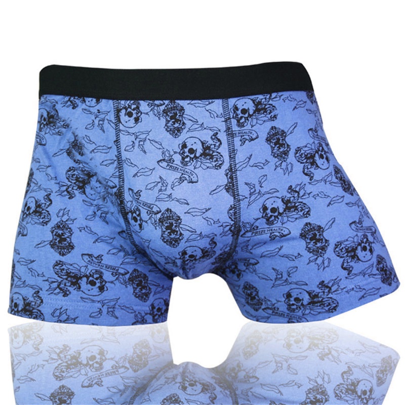 Quần Lót Boxer Cotton Pha Hình Đầu Lâu Quyến Rũ Thoải Mái Cho Nam