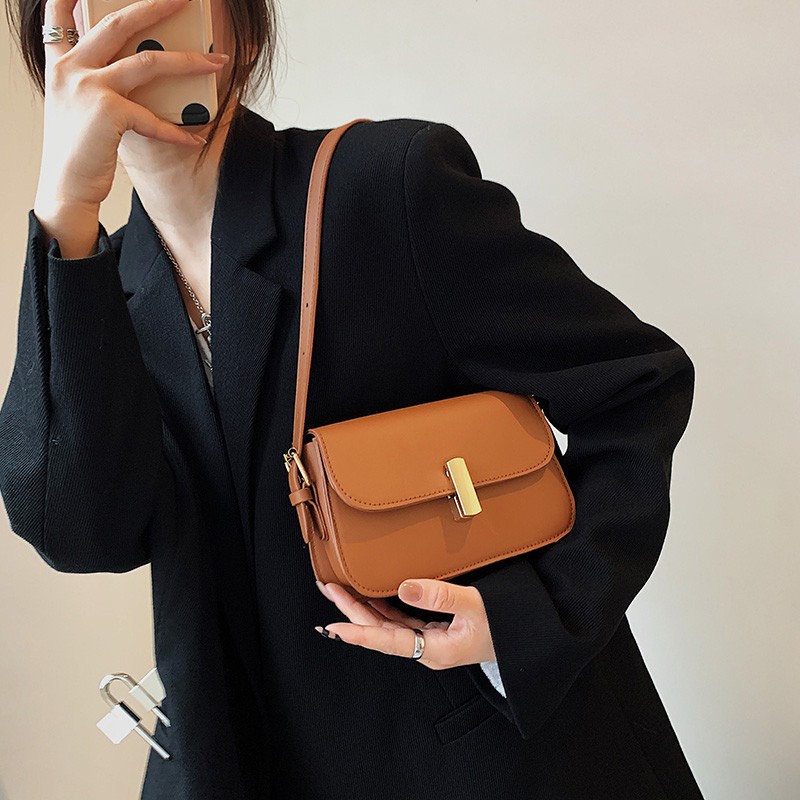 Túi xách nữ kẹp nách size nhỏ da trơn khoá chữ nhật chất liệu da PU cao cấp thời trang giá rẻ - T04075