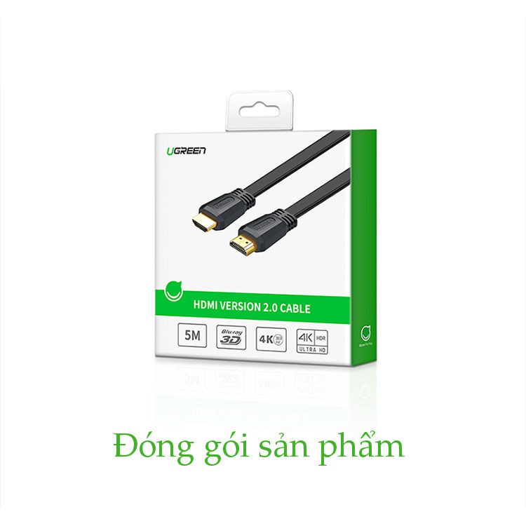 Cáp HDMI 2.0 hỗ trợ 4k*2k, 3D Full HD1080 dạng dây dẹt màu đen dài từ 1.5-5m UGREEN ED015