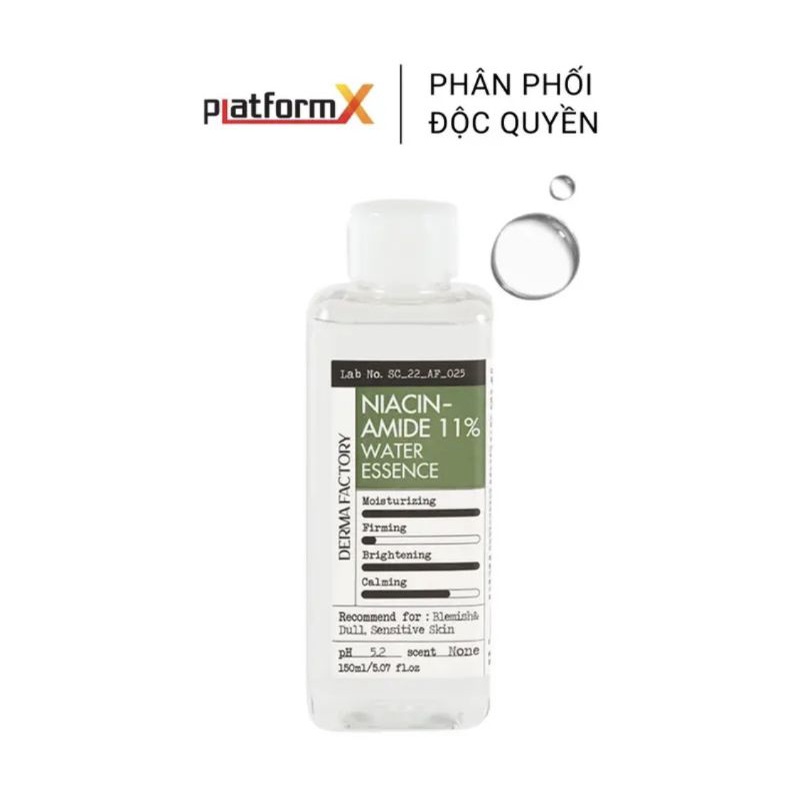 Nước tinh chất dưỡng trắng Niacinamide 11% Derma Factory 150ml