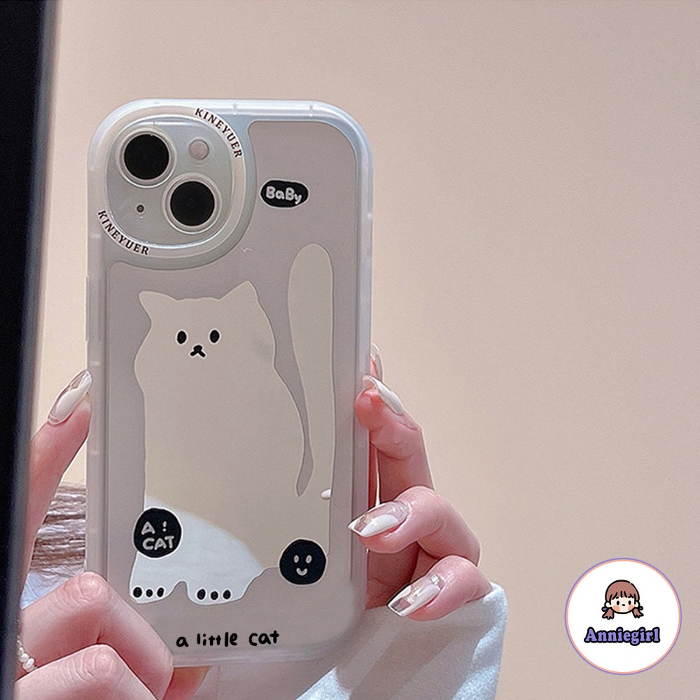 Ốp Điện Thoại TPU Mềm Chống Sốc Gắn Gương Trang Điểm In Hình Mèo / Chữ Dễ Thương Cho IPhone 13 12 11 Pro Max