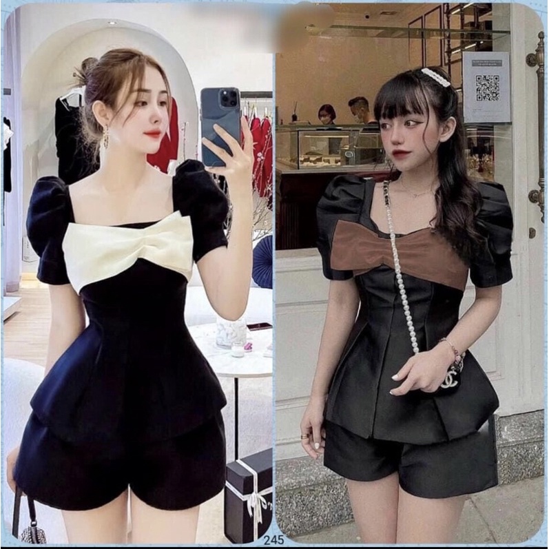 (SHOP NÀNG BÉO 50kg đến 90kg ) SET NƠ NGỰC PEPLUM+QUẦN
