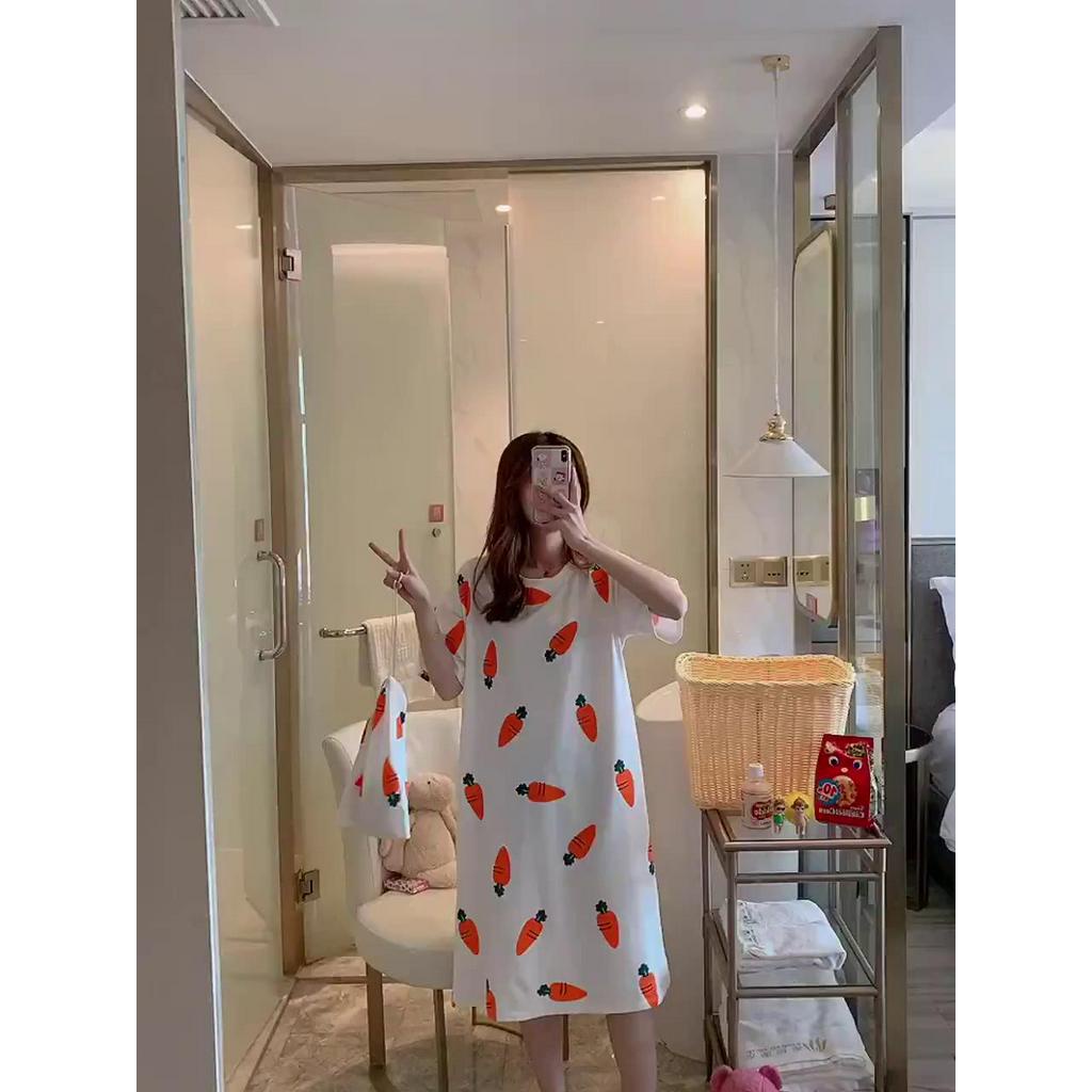 Đầm ngủ bigsize cute dễ thương TOZZO dáng suông in hoạt hình mặc nhà mùa hè VC01 | BigBuy360 - bigbuy360.vn