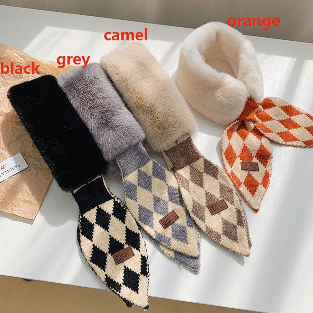 Khăn quàng cổ bằng lông giả dệt kim dày giữ ấm nhiều màu tùy chọn cho nữ