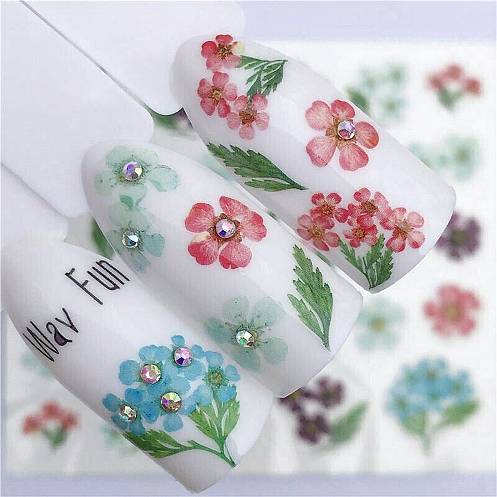 Sticker trang trí móng họa tiết hoa 3D DIY xinh xắn