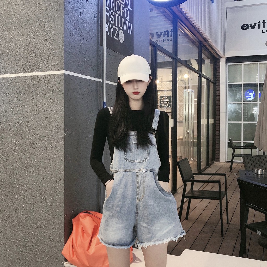 Yếm quần short jeans nữ ngắn có túi quần ulzzang