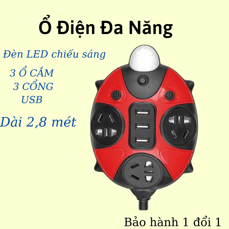 Ổ cắm điện đa năng có cổng USB và đèn LED dây nối dài 2.8m