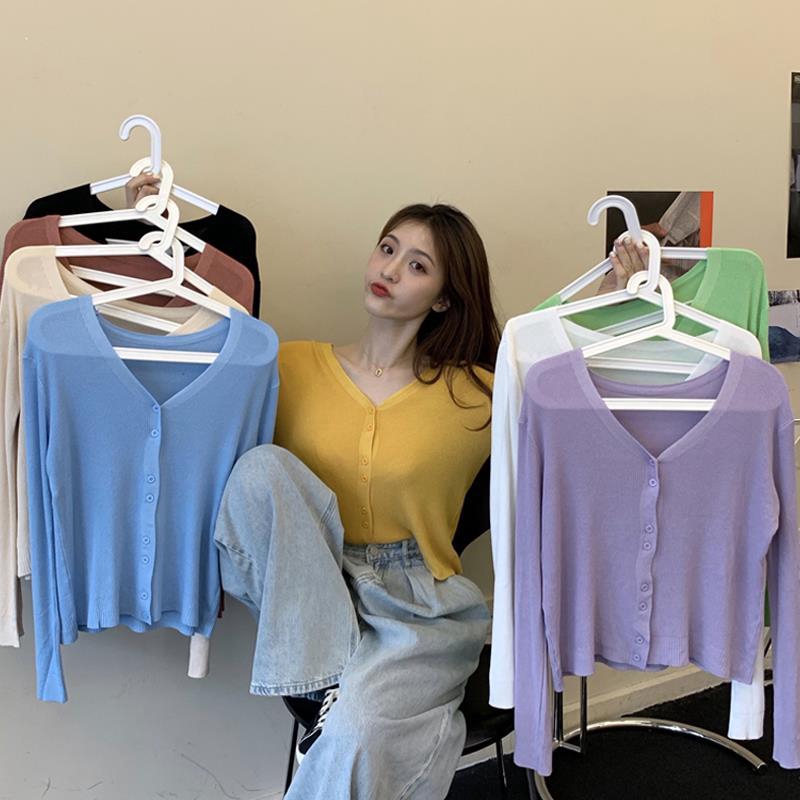 Áo Khoác Che Nắng Tay Dài Cổ Chữ V Thời Trang Mùa Hè Cho Phái Nữ