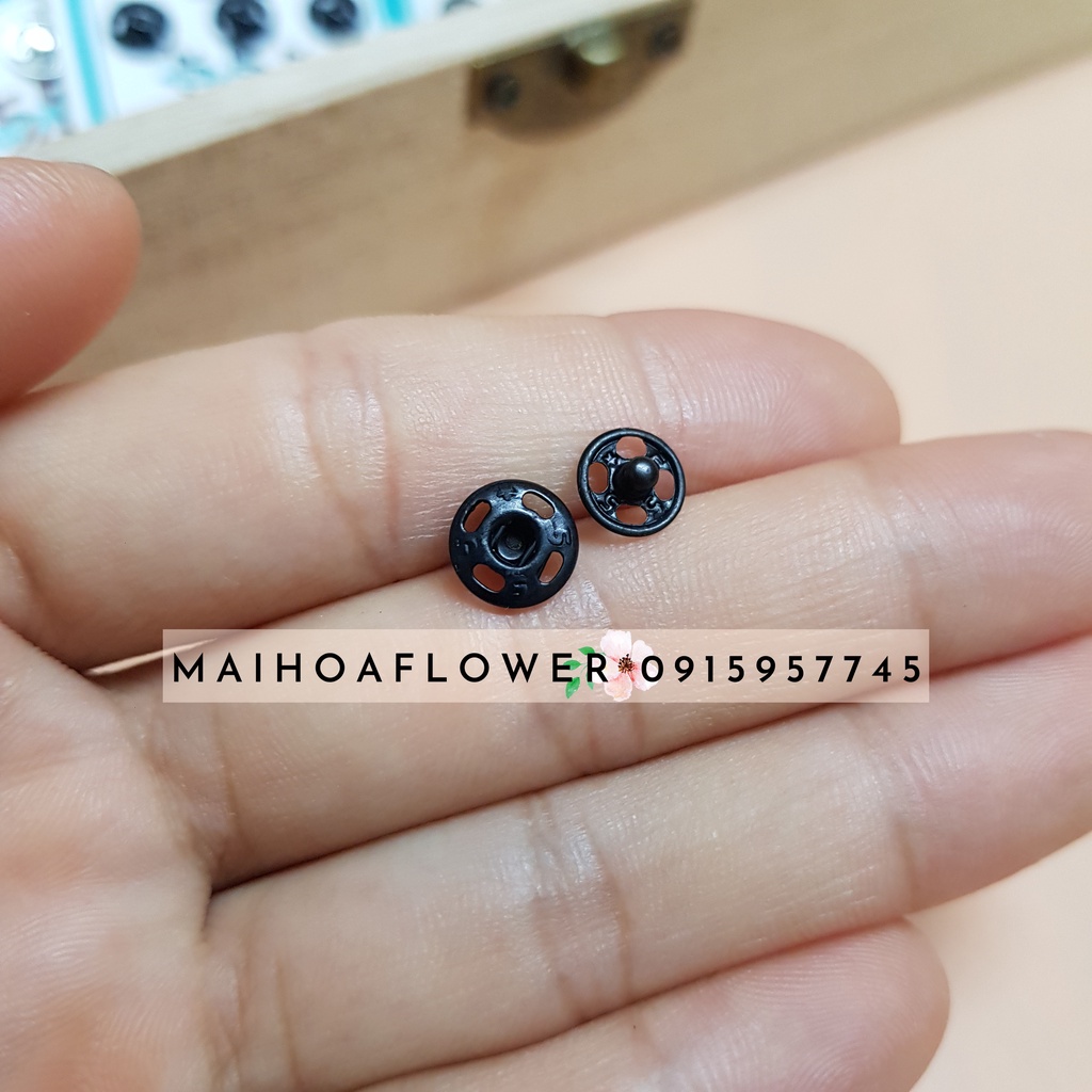 Bộ nút cúc bấm cài áo dài, dùng cài giấu phía trong áo quần hàng loại tốt không gỉ, Maihoaflower