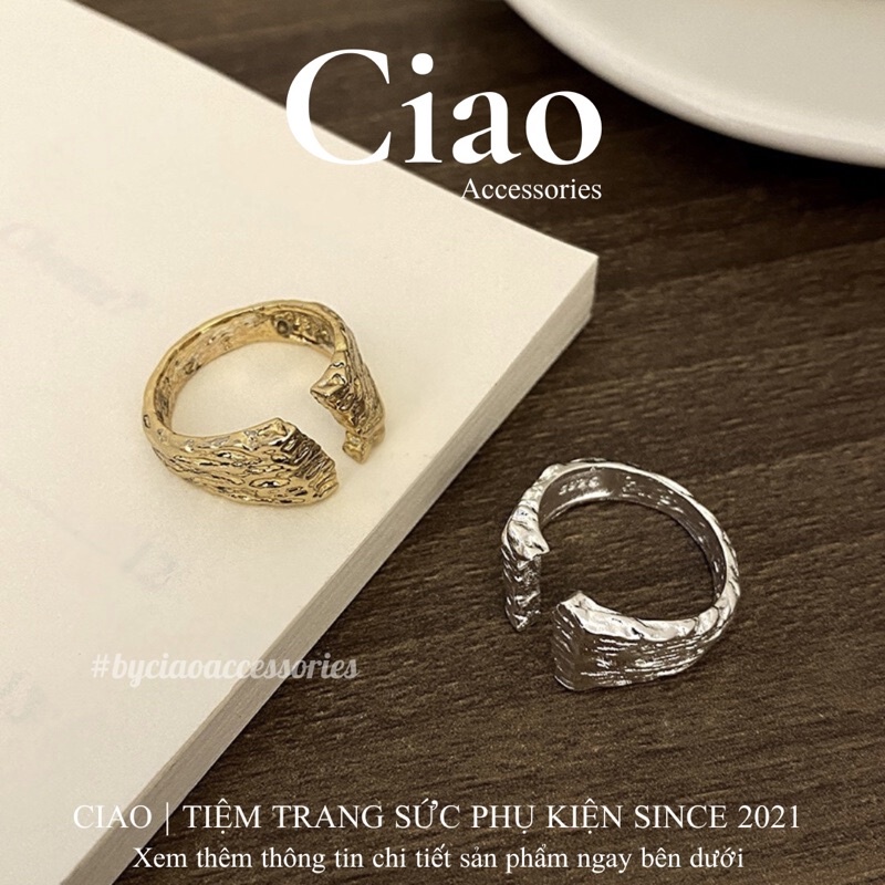[HOẢ TỐC 1H] Nhẫn mạ bạc S925 thiết kế hoạ tiết tinh tế phong cách trendy mới lạ Paige Ciao