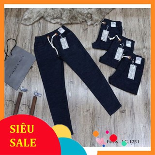 Quần Jeans Nữ Cạp Chun Tím Than [ Ảnh Thật ]